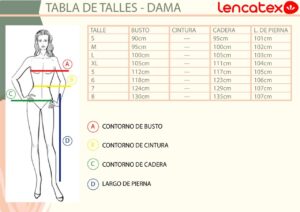 Lencatex tabla talles dama